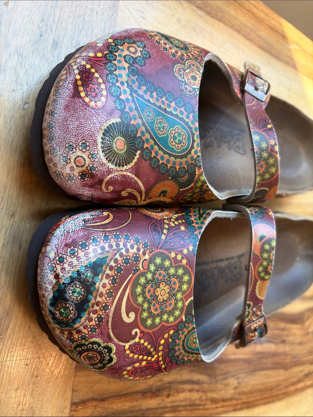 Birkenstock Burgundy Paisley Mary Jane Clogs - Picture 8 of 10